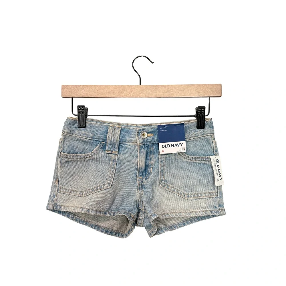 Old Navy Girls Low-Rise Denim Shorts Light Wash Blue Size 8 NWT 2